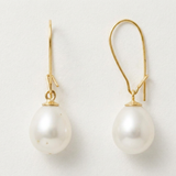 Boucles d'Oreilles TEHANI | Or Jaune & Perles de Culture Poire Blanches