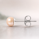 Boucle d'Oreilles Bouton AYA | Argent & Perles de Culture Roses 5/6mm
