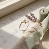 Bague ZIGZAG | Or Blanc & Perle de Culture Blanche