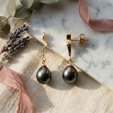 Boucles d'Oreilles TAHORA | Or Jaune & Perles de Tahiti