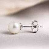 Boucle d'Oreilles Bouton AYA | Argent & Perles de Culture Blanches 7/8mm