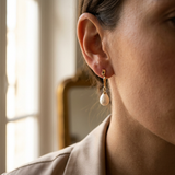 Boucles d'Oreilles TAHORA | Or Jaune & Perles de Culture Blanches