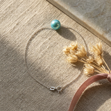 Bracelet Chaîne Forçat - Perle de Culture Bleu Turquoise