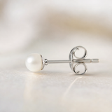 Boucle d'Oreilles Bouton AYA | Argent & Perles de Culture Blanches 4/5mm