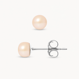Boucle d'Oreilles Bouton AYA | Argent & Perles de Culture Roses 5/6mm