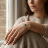 Bracelet Chaîne Forçat - Perle de Culture Bleu Turquoise