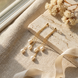 Boucles d'oreilles pendantes FAHINIA | Or Jaune & Perles de Culture Blanches