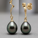 Boucles d'Oreilles TAHORA | Or Jaune & Perles de Tahiti