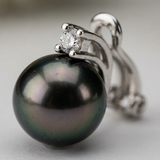 Boucle d'Oreilles -Perles de Tahiti- Ovale Diamètre 8-9 mm- Argent