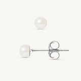 Boucle d'Oreilles Bouton AYA | Argent & Perles de Culture Blanches 4/5mm