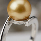 Bague ZIGZAG | Or Blanc & Perle de Culture Dorée