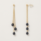 Boucles d'oreilles pendantes FAHINIA | Or Jaune & Perles de Culture Black Tahiti