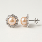 Boucles d'Oreilles COROLLE | Perles Roses