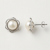 Boucles d'Oreilles Fleur NOHEA | Perles Blanches