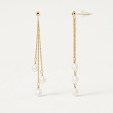Boucles d'oreilles pendantes FAHINIA | Or Jaune & Perles de Culture Blanches