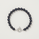 Bracelet NOELYSE | Argent & Perles Noires | 7/8 mm | Fermoir Anneau
