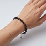 Bracelet NOELYSE | Argent & Perles Noires | 6/7 mm | Fermoir Réglable