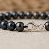 Bracelet NOELYSE | Argent & Perles Noires | 6/7 mm | Fermoir Mousqueton
