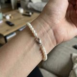 Bracelet NOELYSE | Or Blanc & Perles Blanches