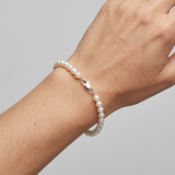 Bracelet NOELYSE | Or Blanc & Perles Blanches