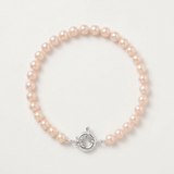 Bracelet NOELYSE | Argent & Perles Roses | 6/7 mm | Fermoir Anneau