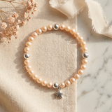 Bracelet Porte Bonheur Etoile - Perles d'Eau Douce Roses