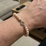 Bracelet NOELYSE | Or Blanc & Perles Roses