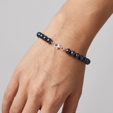 Bracelet NOELYSE | Argent & Perles Noires | 6/7 mm | Fermoir Mousqueton
