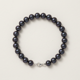 Bracelet NOELYSE | Argent & Perles Noires | 7/8 mm | Fermoir Mousqueton