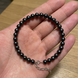 Bracelet NOELYSE | Argent & Perles Noires | 6/7 mm | Fermoir Réglable