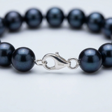 Bracelet NOELYSE | Argent & Perles Noires | 7/8 mm | Fermoir Mousqueton