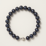Bracelet NOELYSE | Argent & Perles Noires | 9/10 mm | Fermoir Boule