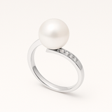 Bague ISODORA | Or Blanc, Diamants & Perle de Culture Blanche