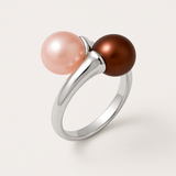 Bague TOI & MOI | Argent, Perles de Culture Blanche & Chocolat
