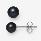 Boucle d'Oreilles Bouton AYA | Argent & Perles de Culture Black Tahiti 6/7mm