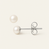 Boucle d'Oreilles Bouton AYA | Argent & Perles de Culture Blanches 5/6mm