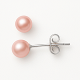 Boucle d'Oreilles Bouton AYA | Argent & Perles de Culture Roses 7/8mm