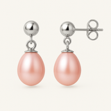 Boucle d'Oreilles MINÉA | Or Blanc & Perles de Cultures Roses