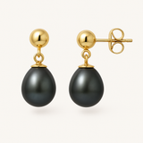 Boucle d'Oreilles MINÉA | Or Jaune & Perles de Culture Black Tahiti