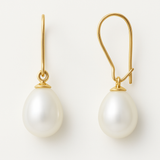 Boucles d'Oreilles TEHANI | Or Jaune & Perles de Culture Poire Blanches
