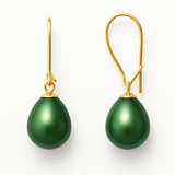 Boucles d'Oreilles TEHANI | Or Jaune & Perles de Culture Poire Vertes