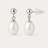 Boucles d'oreilles ABI | Or Blanc & Perles de Culture Blanches
