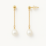 Boucles d'oreilles pendantes LOLITA | Or Jaune & Perles Blanches