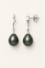 Boucles d'Oreilles TAHORA | Or Blanc & Perles de Tahiti