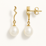 Boucles d'Oreilles TAHORA | Or Jaune & Perles de Culture Blanches