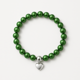 Bracelet Coeur - Perle d'Eau Douce Verte Ronde 5-6 mm