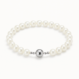 Bracelet NOELYSE | Argent & Perles Blanches | 6/7 mm | Fermoir Boule