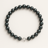 Bracelet NOELYSE | Or Blanc & Perles Noires