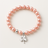 Bracelet Porte Bonheur Trêfle - Perles d'Eau Douce Roses
