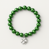 Bracelet Porte Bonheur Trêfle - Perles d'Eau Douce Vertes Intense